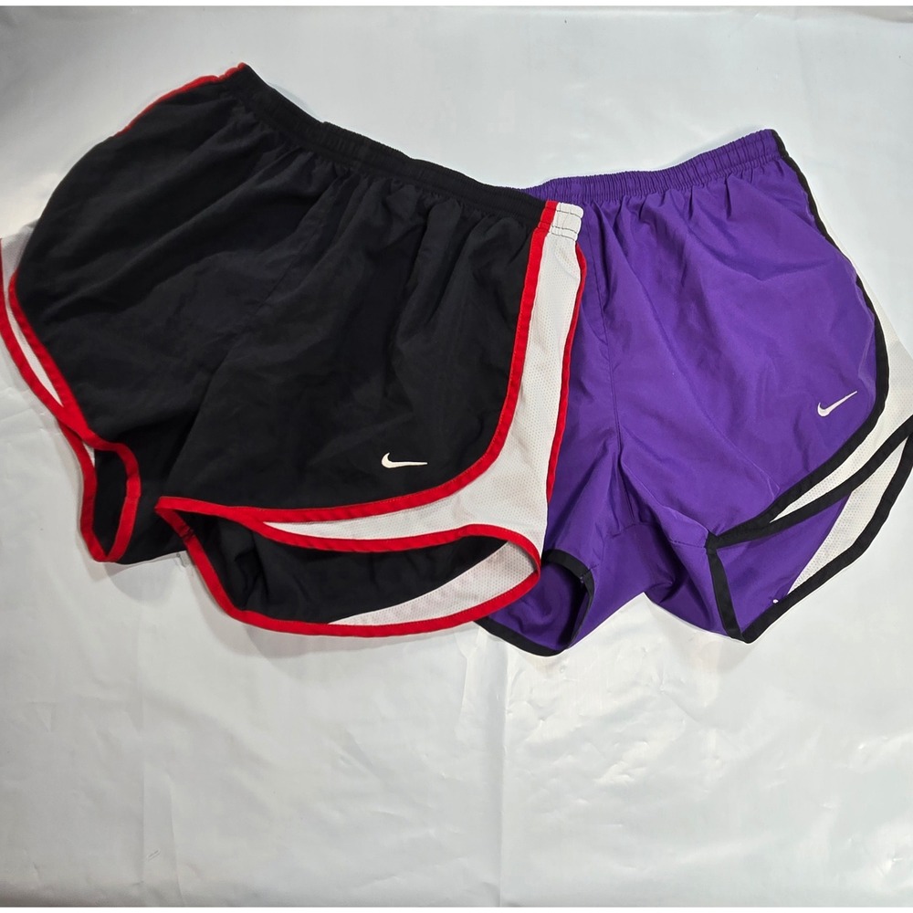 Nike Dri-FIT Tempo Running Shorts Bundle Womens Medium Black Purple 2 Pairs flaw